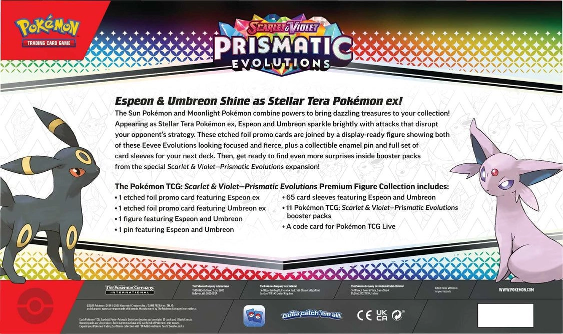 Scarlet & Violet—Prismatic Evolutions Premium Figure Collection - 11 booster packs 65 card sleeves