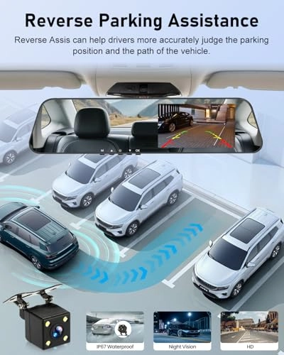 Front and Rear View Mirror with Camera - 1080p