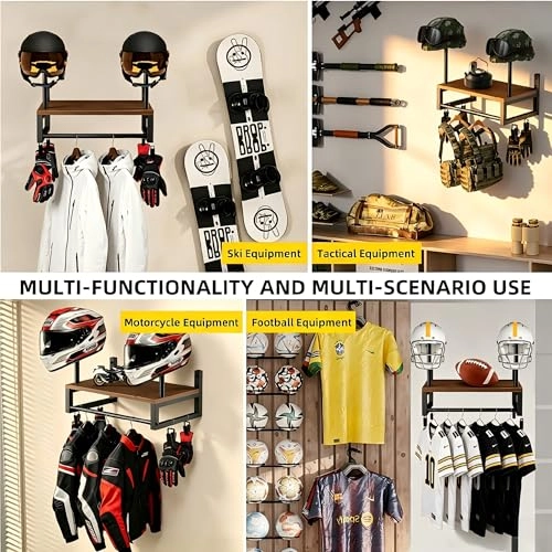 Helmet Holder - Wall Mount 2 Hat Stands