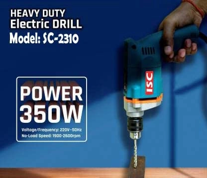 Drill Machine - 10mm 2600 RPM 350W + TBar set + HSS bit set - 13ps + masonary bit set - 5ps