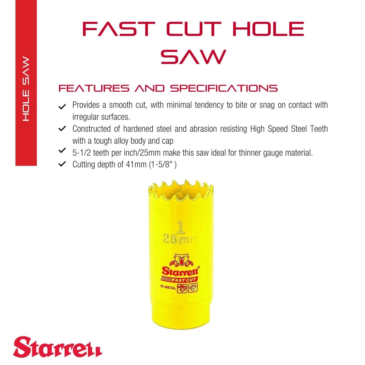 BiMetal Fast Cut Straight Pitch Hole Saw - 158 Metal Steel and Wood