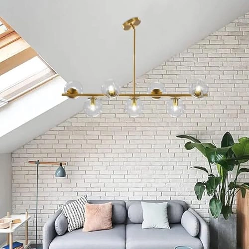 L1043-GC - 7 Light Gold Clear Sputnik