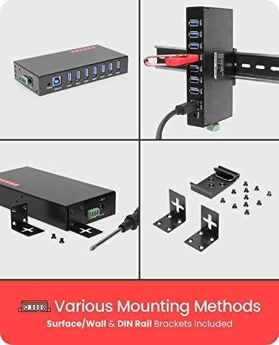 7 Port USB 3.0 Hub - Compatible with Windows 7/8/10/11, MacOS & Linux