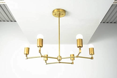 Sputnik Chandeliers - 6-Light Antique Brass Flush Mount