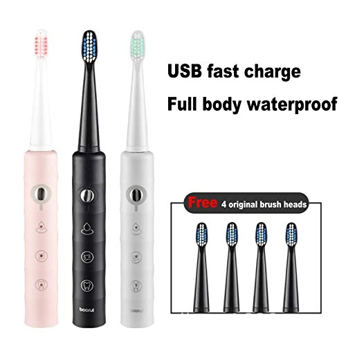 Electric Rechargeable Toothbrush - Ultrasonic USB Rechargeable 4 Brush Heads