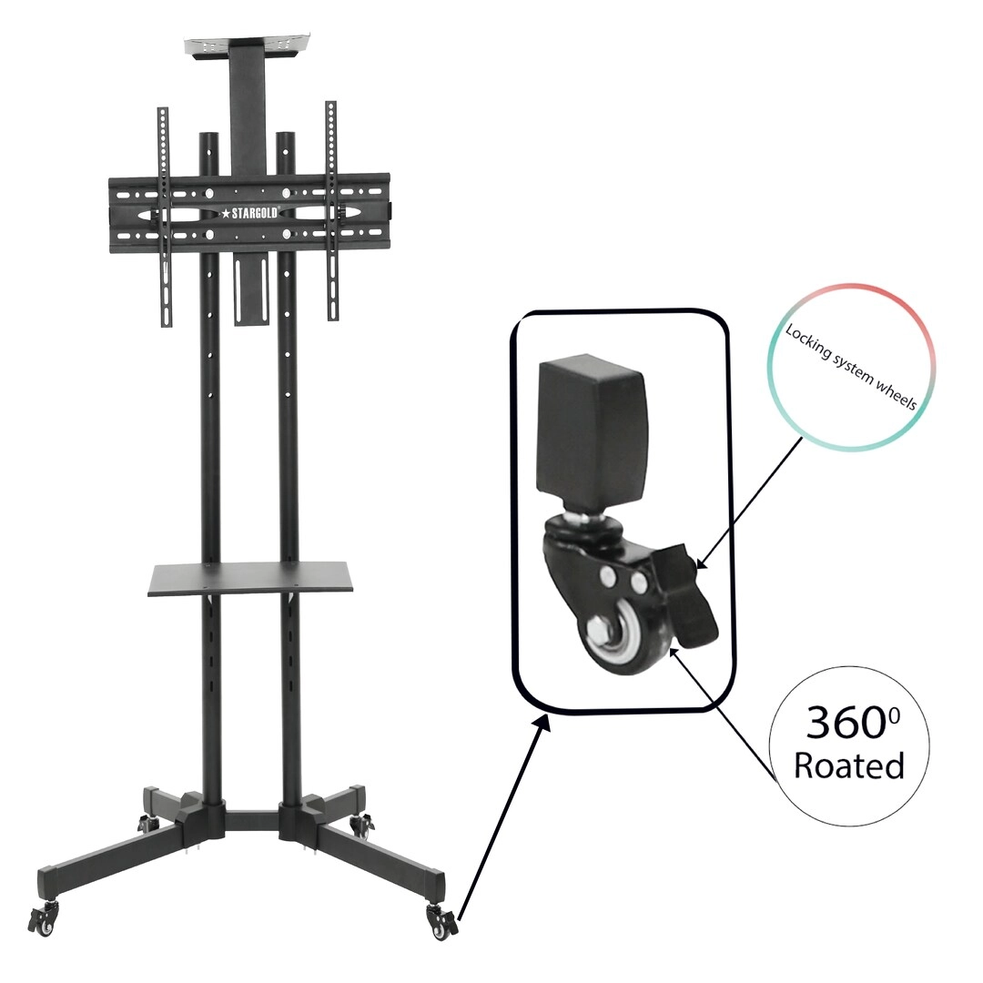 Premium Mobile TV Floor Stand & Cart - 50kg 32" to 75"