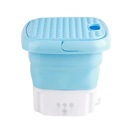 Folding Washing Machine,efficient Portable Mini Washer Small Foldable Bucket Lightweight for Baby Clothes Underwear and Small Items Perfect for Apartment Laundry Camping Rv and Travel(blue)