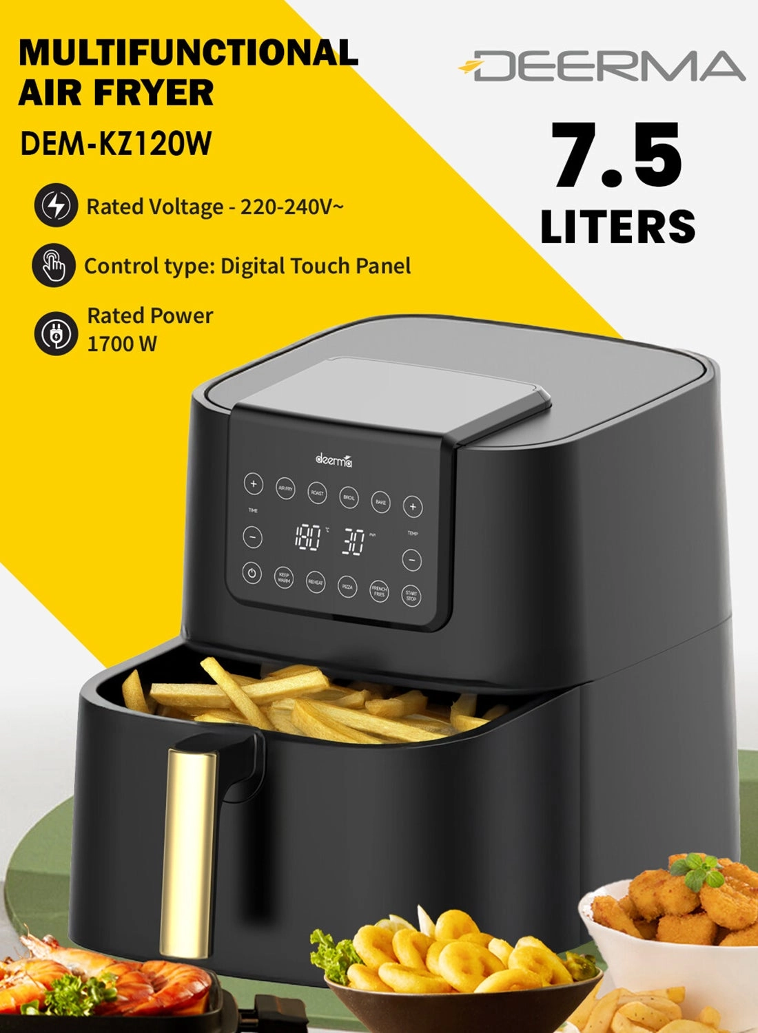 Deerma Digital Air Fryer DEM-KZ120W