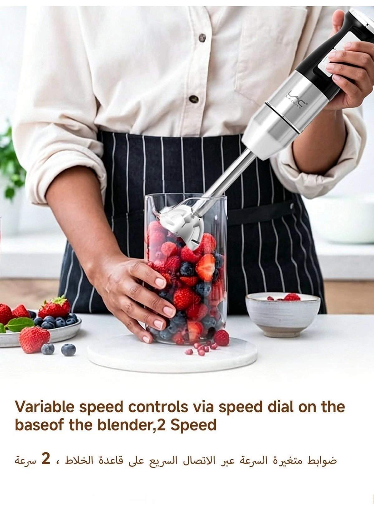 L-1201 - Handheld Blender Stainless Steel 2 Speeds