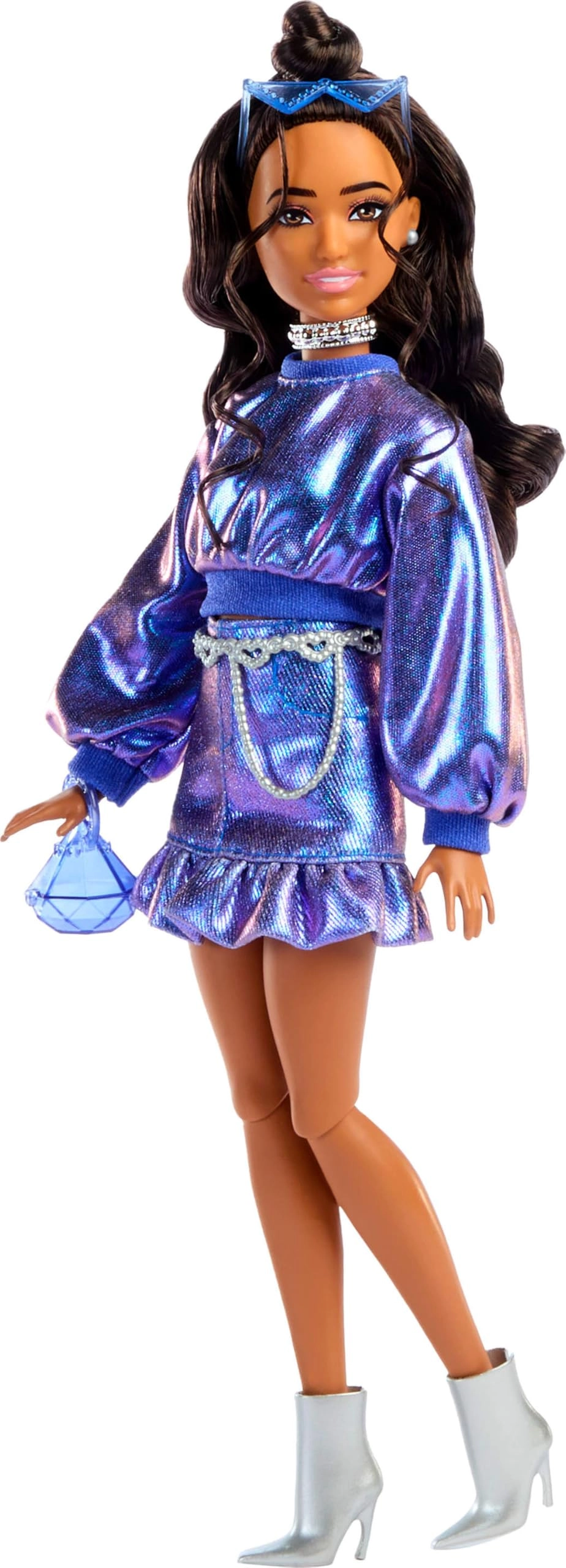 Barbie Deluxe Style - Wavy Brown Hair Metallic Blue Top and Skirt Ages 4+