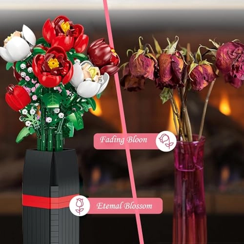 Roses Flowers Bouquet Building Set - 761 pcs