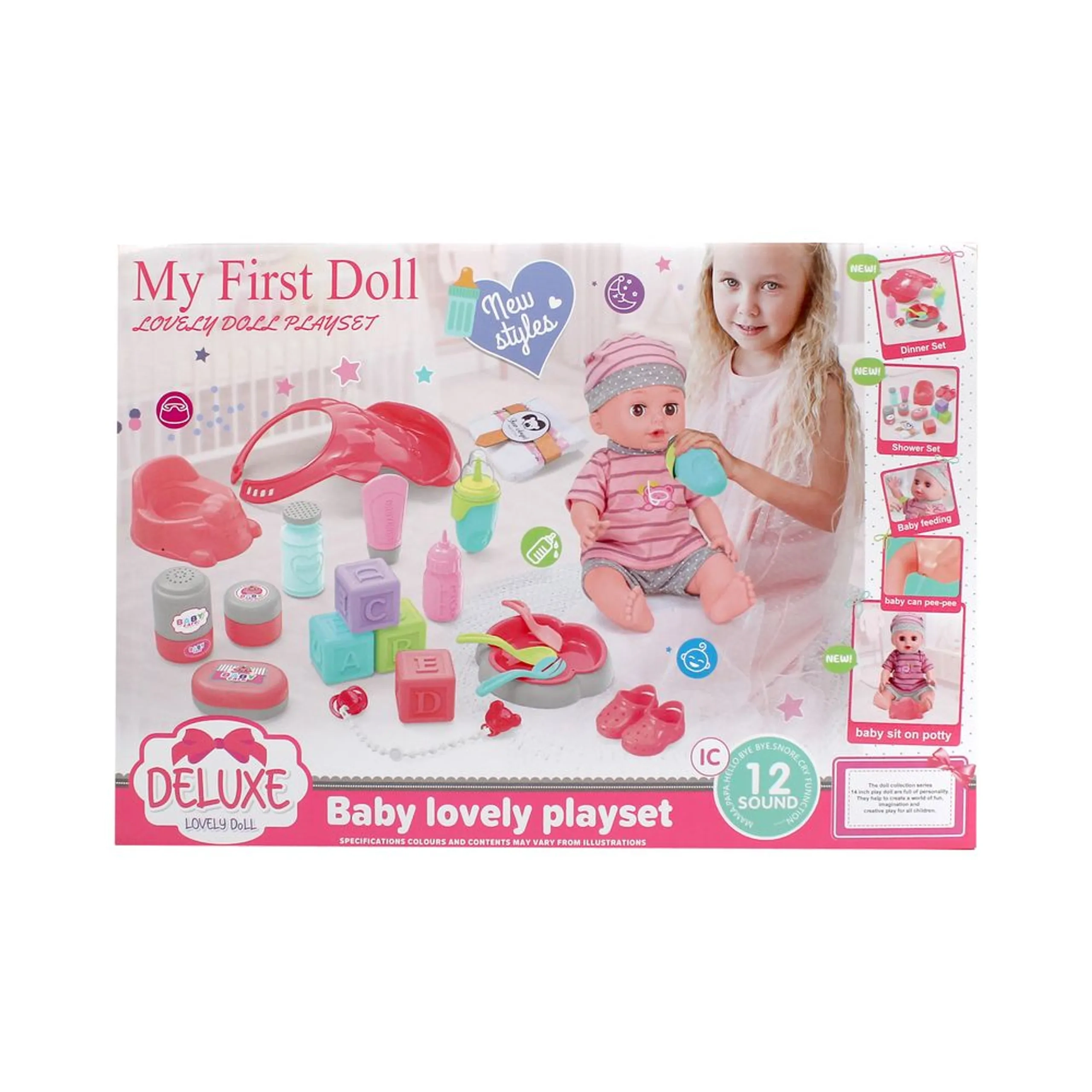 Baby Lovely Doll Playset - 14" 22 Pcs Ages 3+
