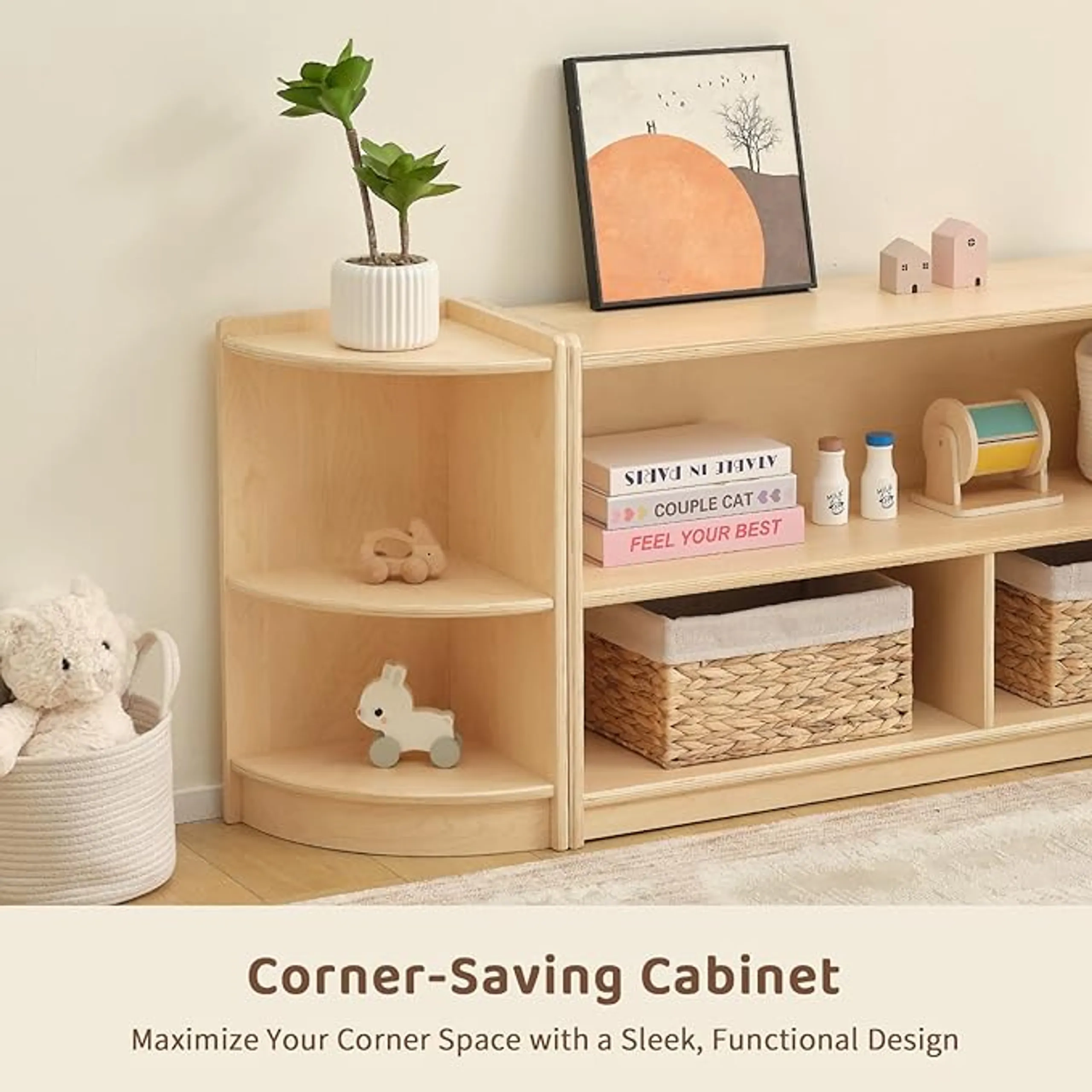 Wooden Corner Toy Organizer Shelf - 15 mm thick plywood wood
