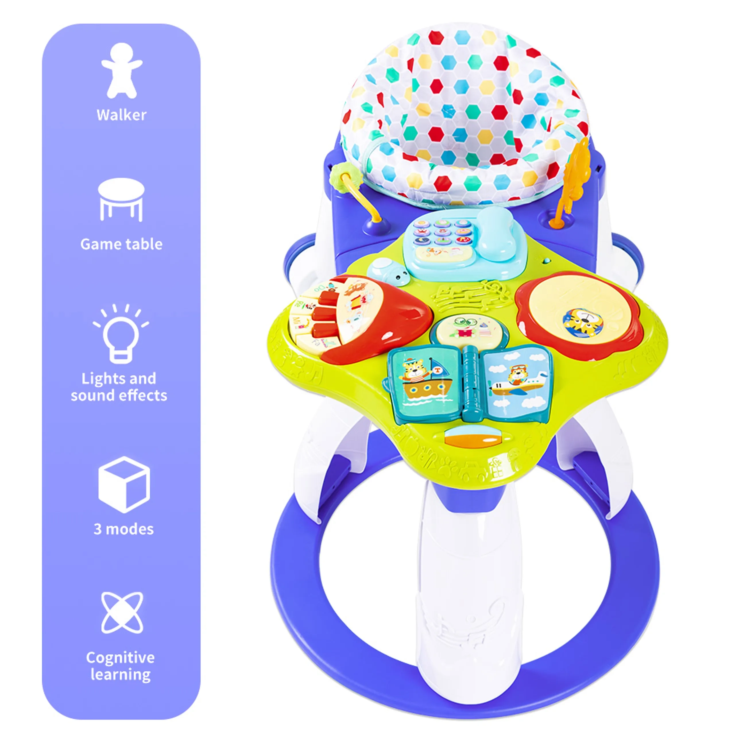 3 in 1 Baby Walker - Green Musical keyboard