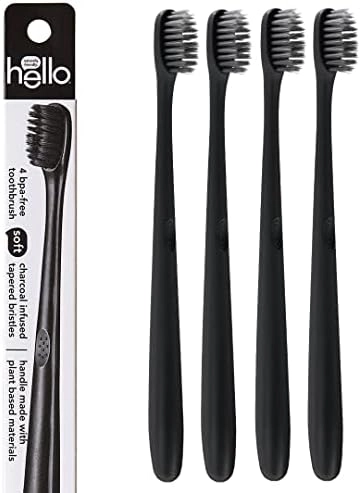 Hello Charcoal Soft Toothbrush 4-Piece Pack