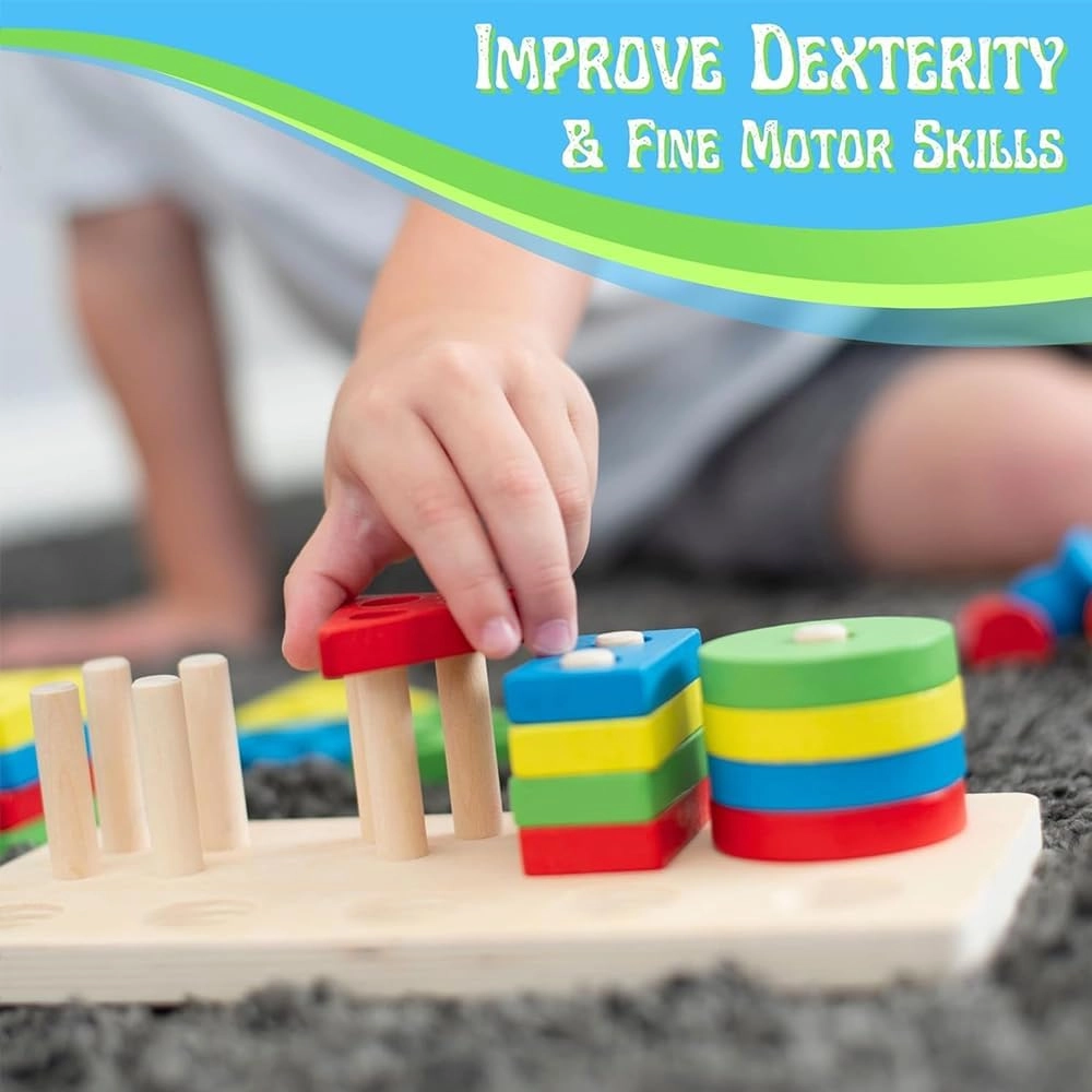 Magnetic Wooden Fishing Game - Montessori Shape Sorting Color Matching