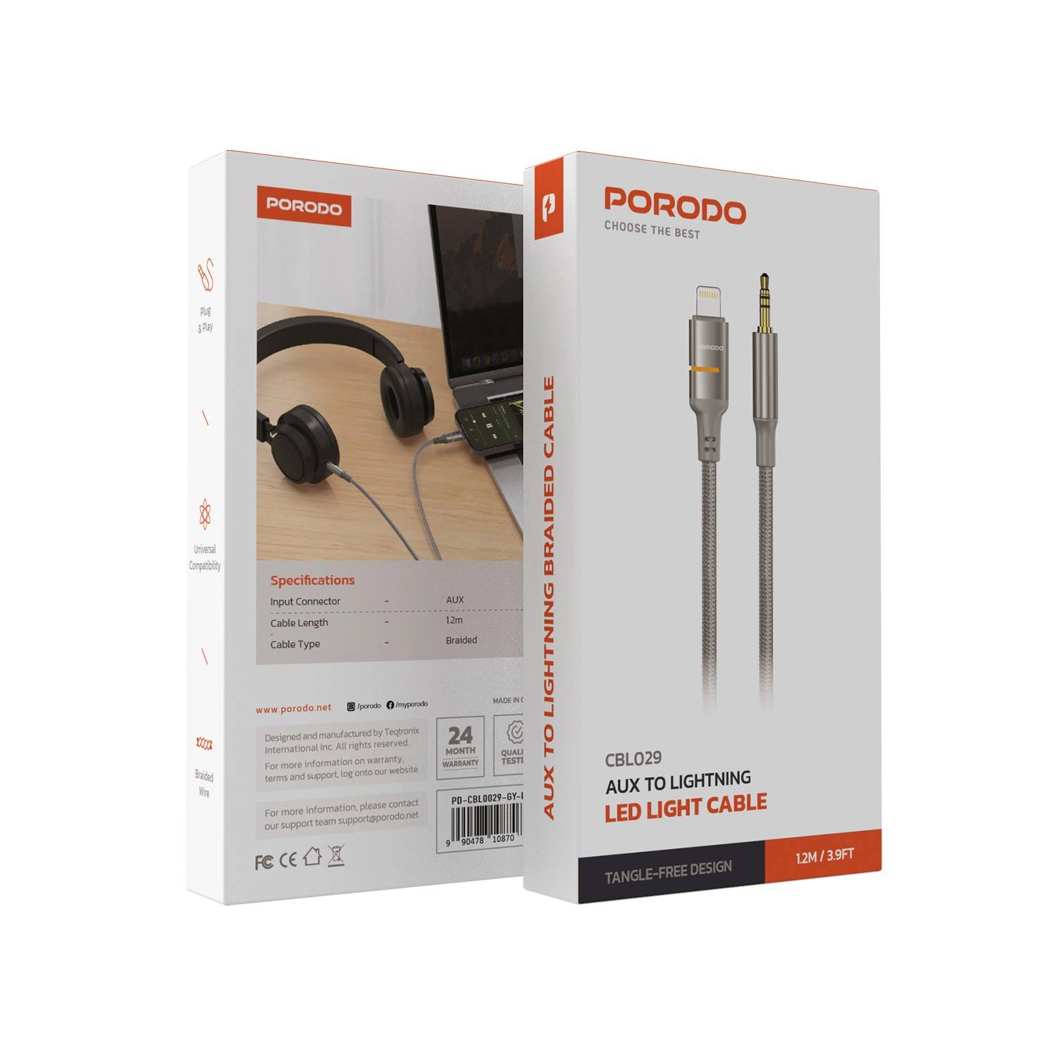 AUX To Lightning LED Light Cable - 1.2m / 3.9FT