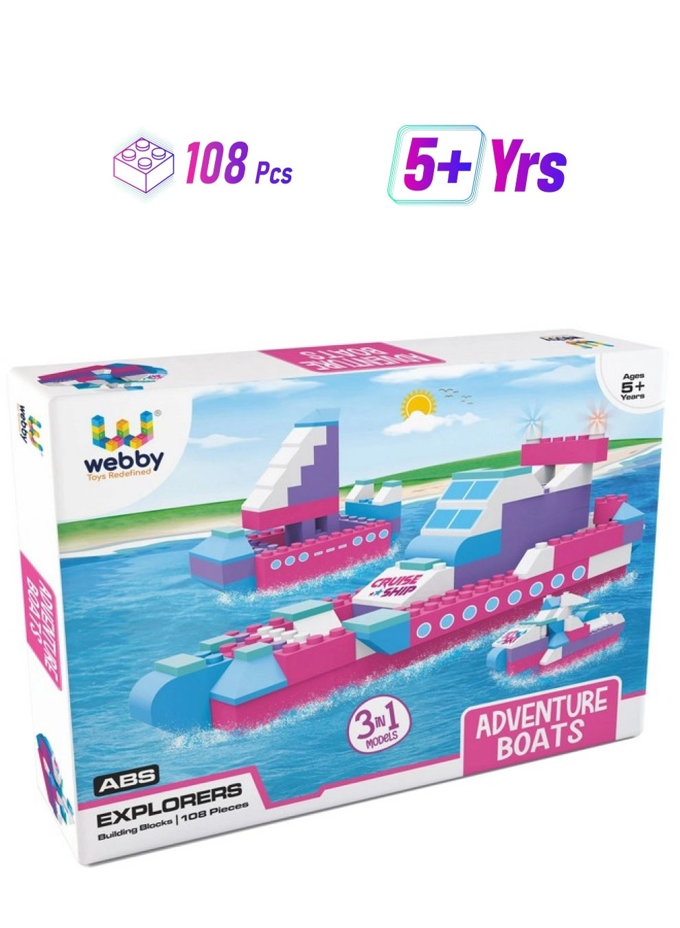 Webby 3 in 1 Adventure Boats - 108 pcs