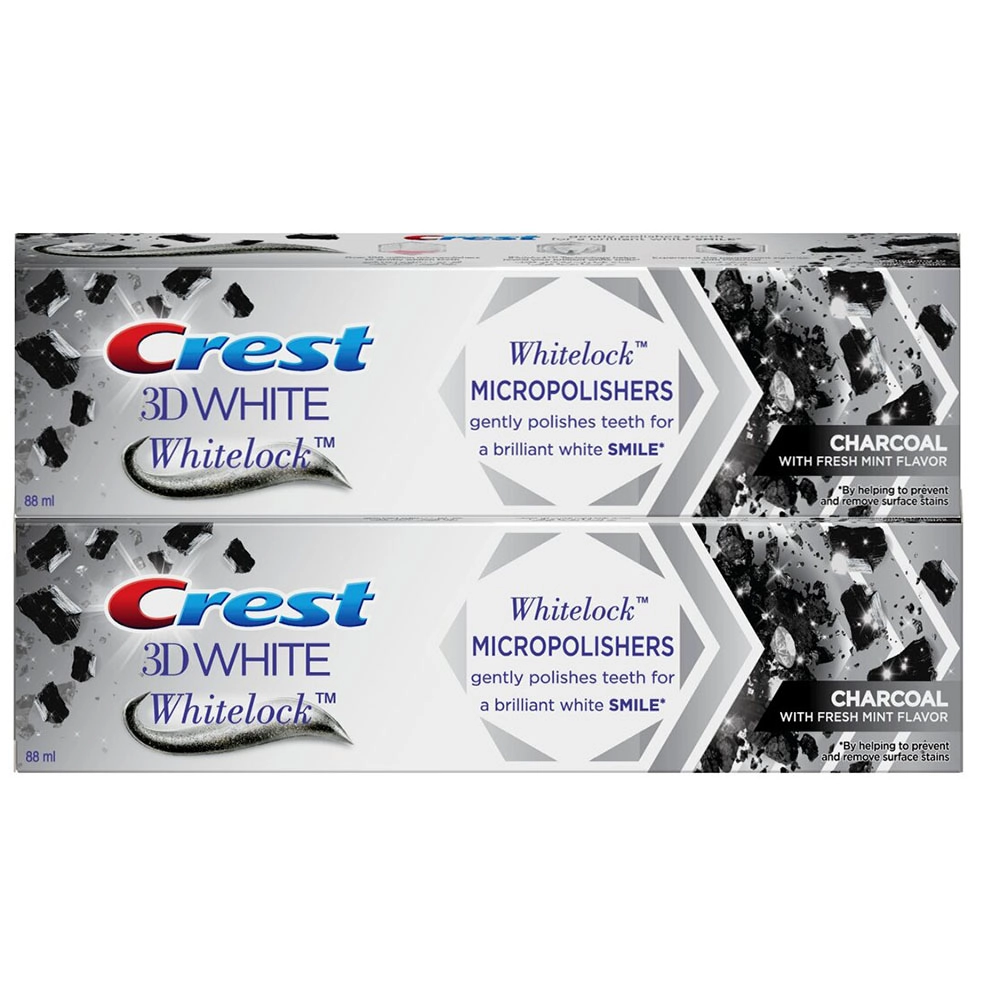 Crest 3D Whitelock Charcoal Toothpaste 2 x 88ml