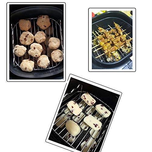 Double Layer Air Fryer Rack - Stainless Steel 5 Skewers