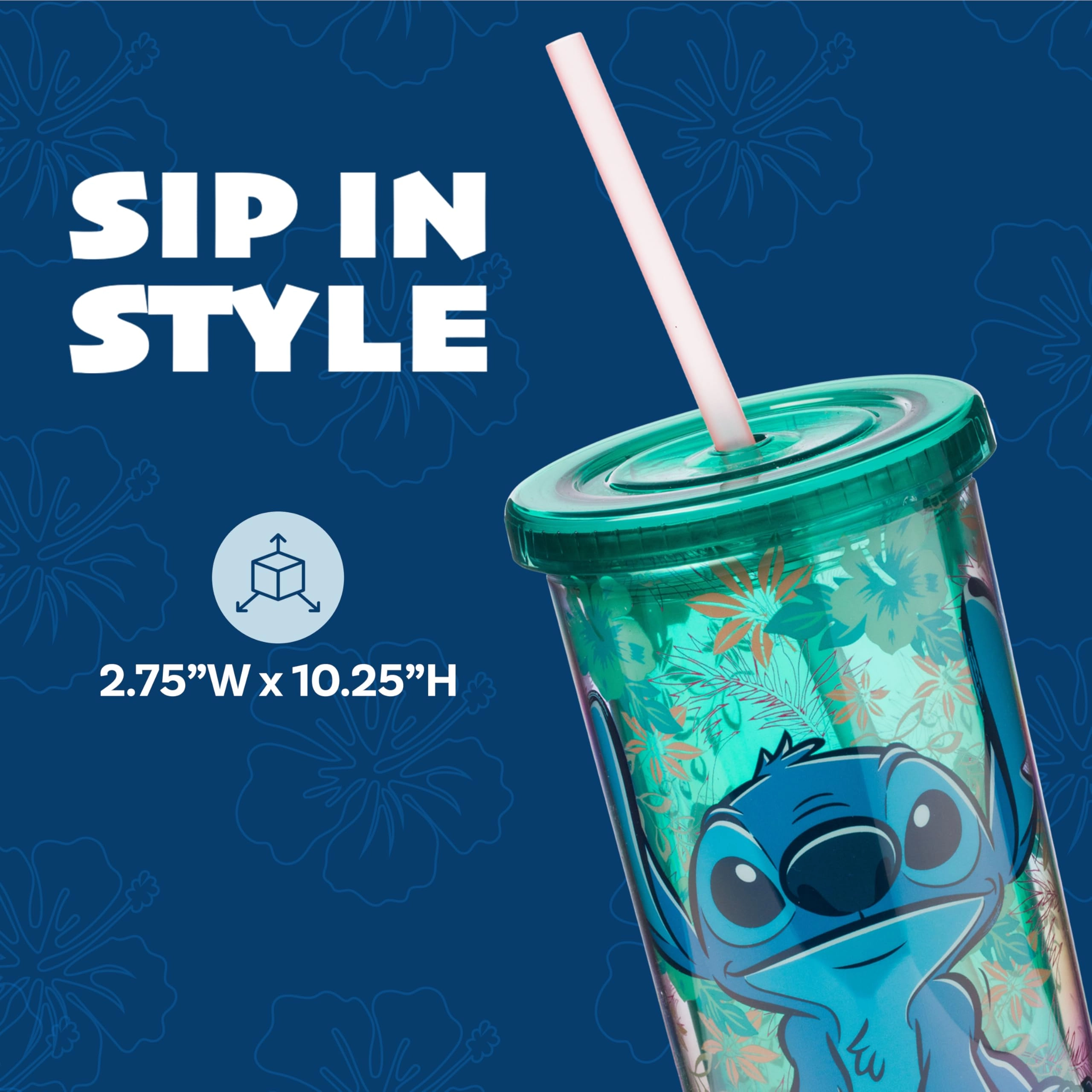 Disney Lilo and Stitch Reusable Cup - 1 pcs - Tropical Pattern