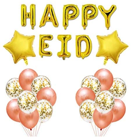 Party Time Trading LLC Happy Eid Decoration Balloon - Gold Foil Rose Gold