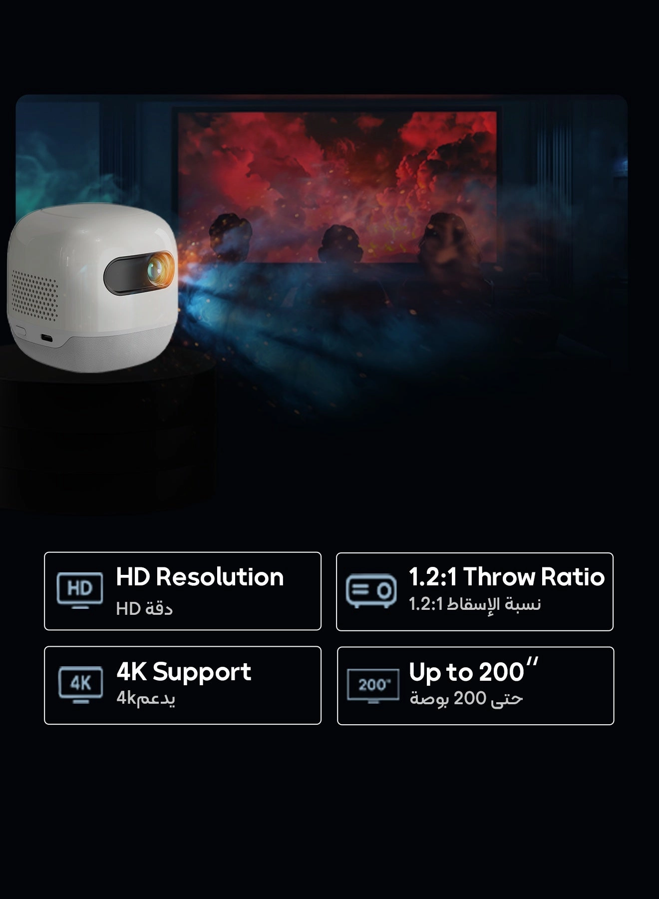 Mini Beam Portable Projector PWMPM2WH 100 ANSI lumens