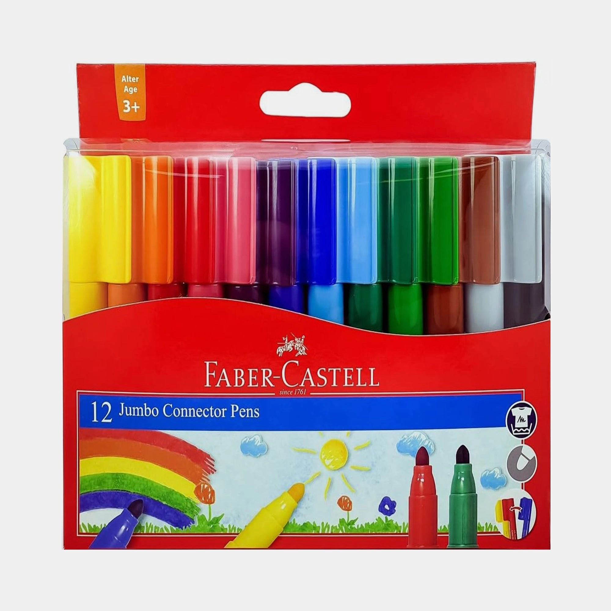 Faber-Castell Jumbo Connector Felt Pens - 12 piece(s) 12 Colours