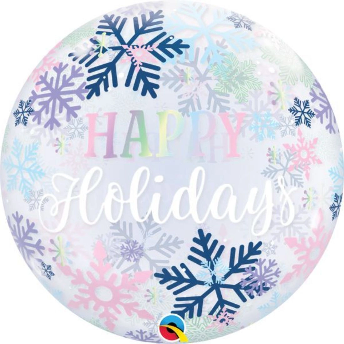 Party Zone Happy Holidays Snowflakes Bubble Balloon - 22-Inch