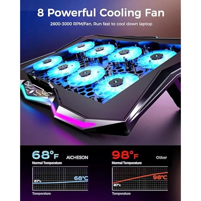 V8 GAMING LAPTOP COOLING PAD - 8 Fans 17 inch