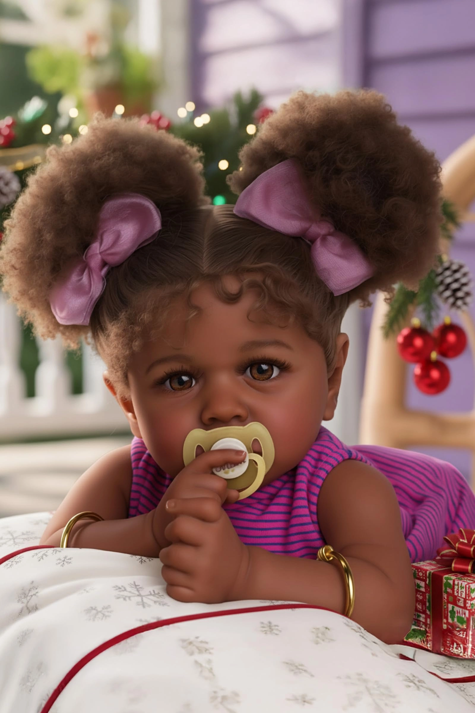 JIZHI Reborn Baby Doll - 22 Inch Caramel Skin Tone Taupe Eyes Ages 3+