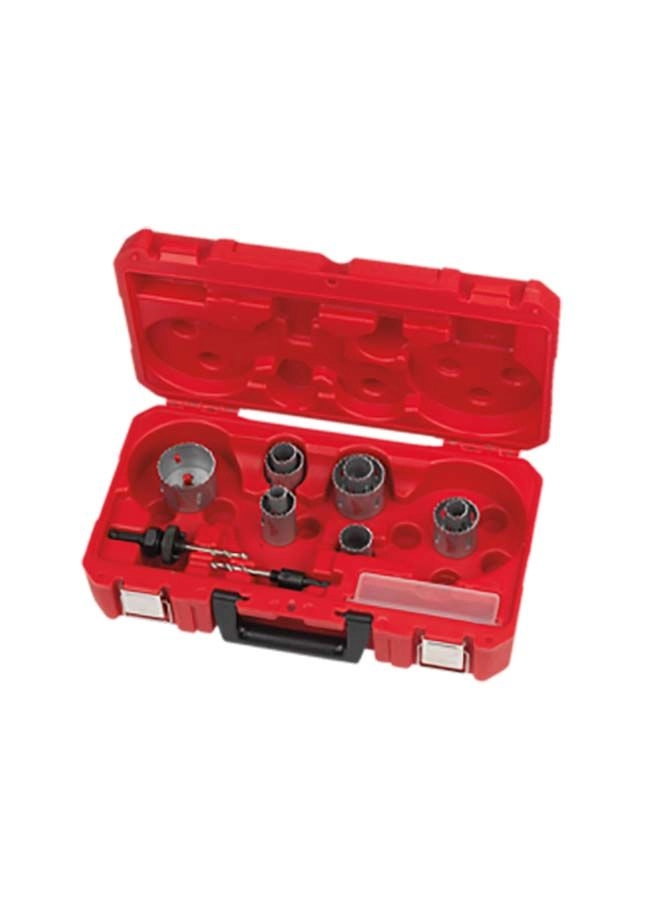 Milwaukee Contractor H Saw Set - Ø 19, 22, 25, 29, 32, 35, 38, 44, 51, 57 mm steel, non-ferrous metals, wood, drywall plasterboard, plastics