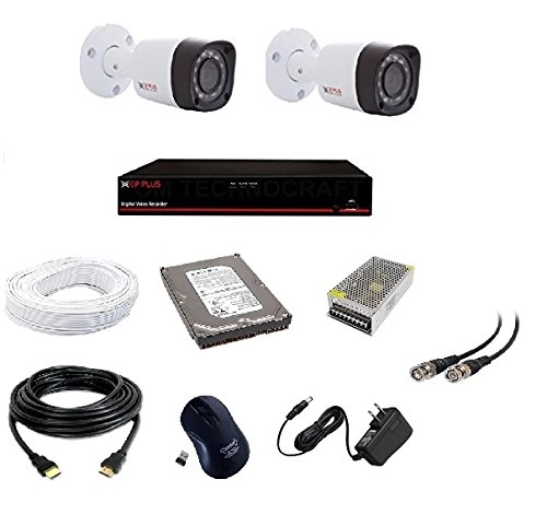 CP Plus HD DVR - 4CH + Bullet Camera - 2.4 MP 2 + Hard Disk - 500GB + Power Supply + Wire - 90m + BNC and DC Connectors