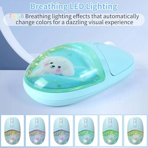 Aqua Mouse with Liquid Quicksand Sequins - Bluetooth USB