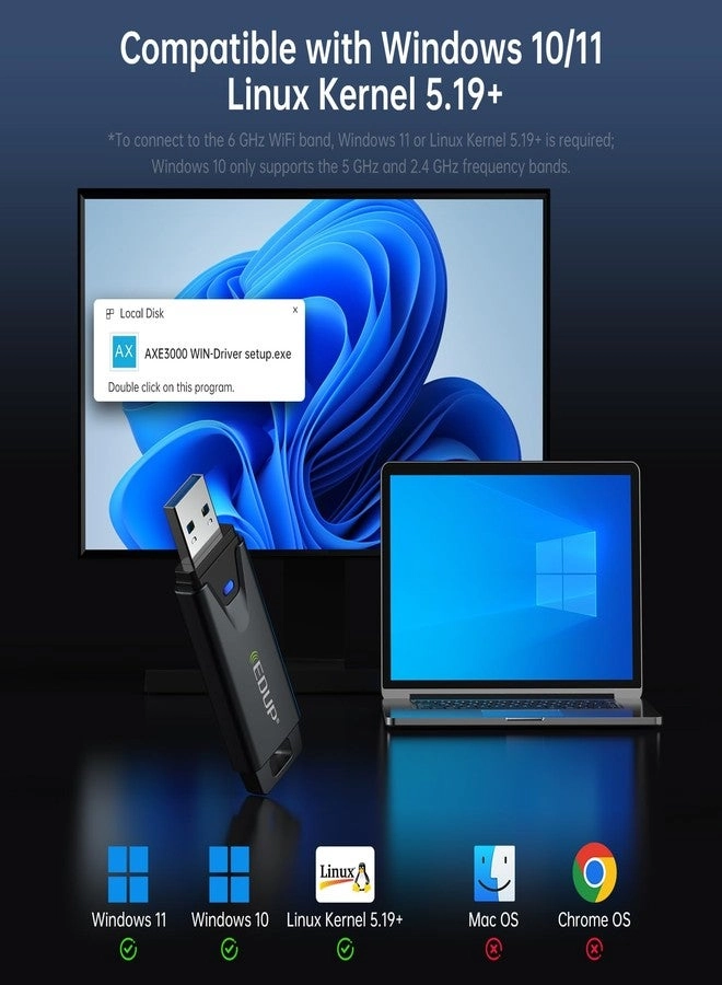 AX3000M - 6GHz/5GHz/2.4GHz USB 3.0 WiFi