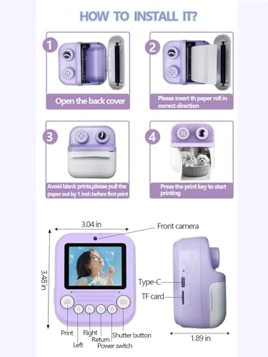 Kids Digital Camera With Instant Print - 48MP 1080P