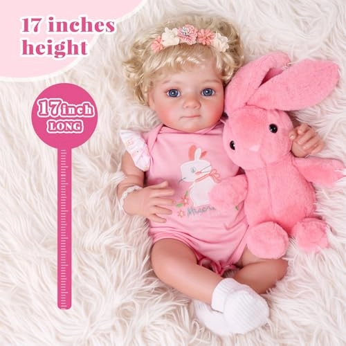 Reborn Baby Doll - 17-Inch Soft Cloth Body Sleeping Ages 3+