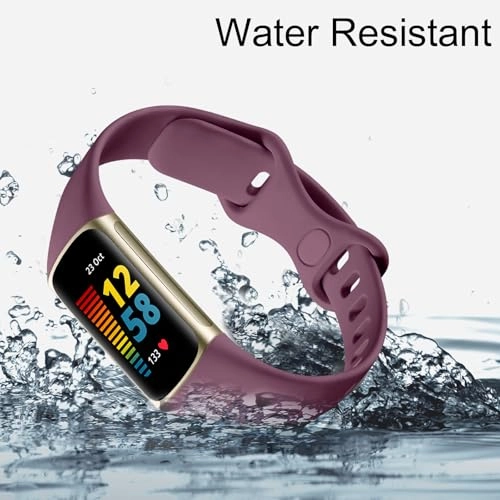 Soft Silicone Slim Watch Band for Fitbit Charge 5/Charge 6 - Black/Slate/Navy Blue/Pine Green