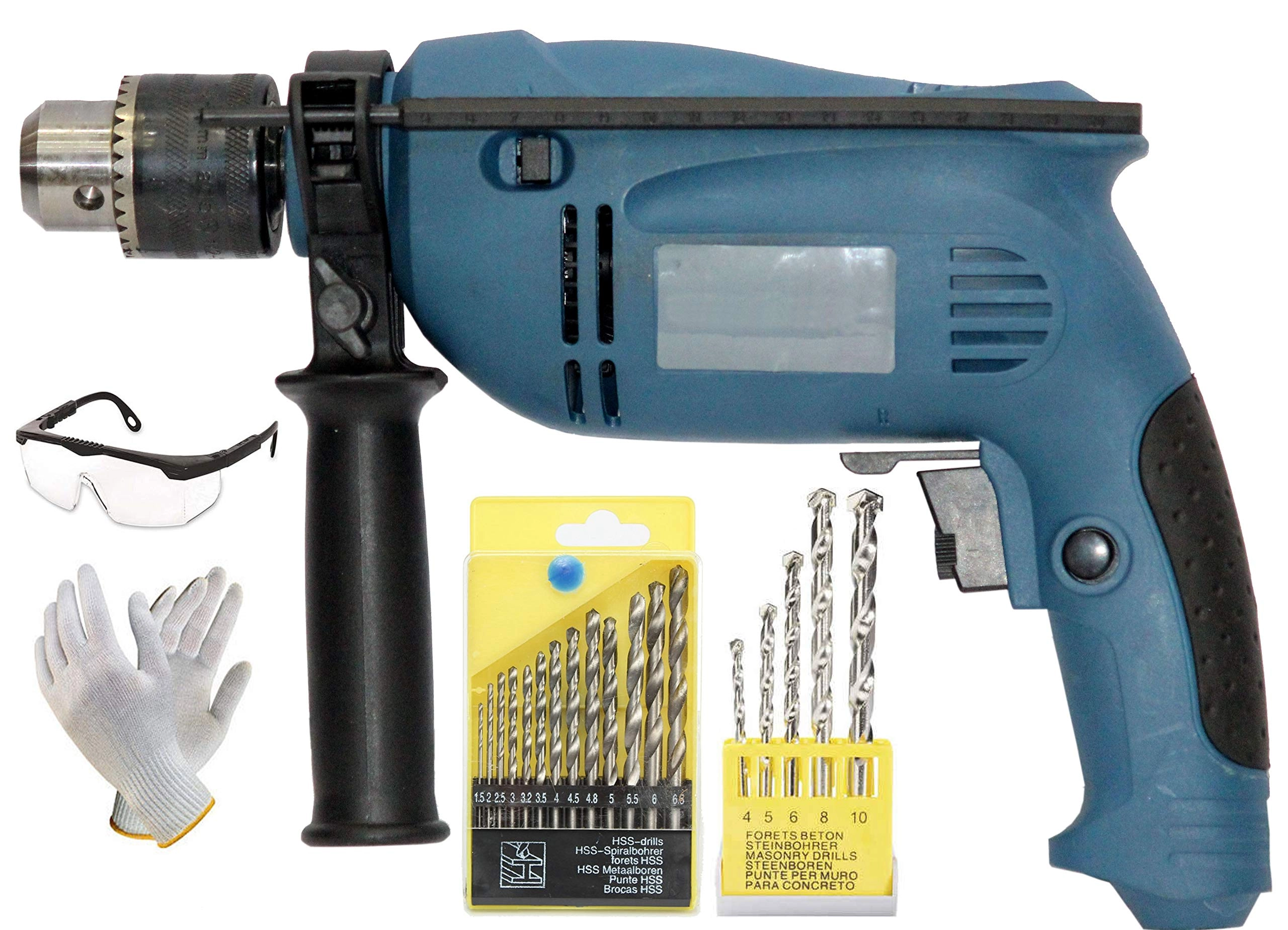 Digital Craft Hammer Drill - 10MM + Hss Drill - 13 pcs + Masonry Drill Set - 5 Pc