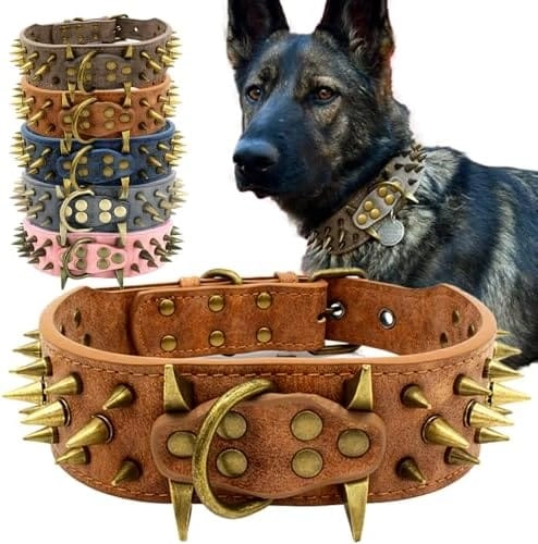 UVONOKAY Mighty Large Spiked Studded Dog Collar - S Dogs