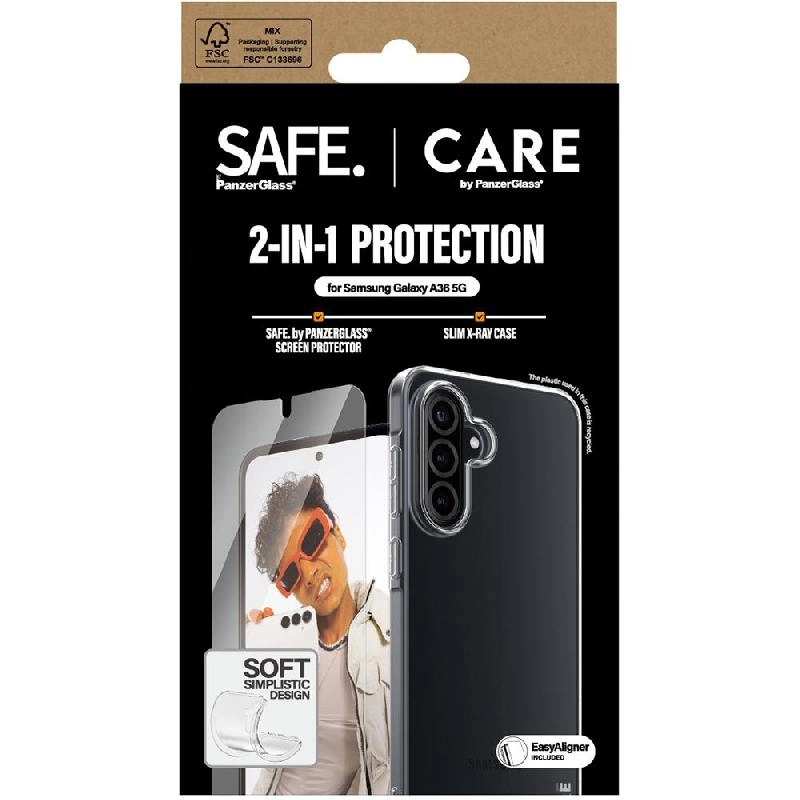CARE X-Ray Soft Clear Case - Clear + SAFE Tempered Glass Ultra Wide Fit Smartphone Case - Ultra Wide Fit for Samsung Galaxy A26 5G