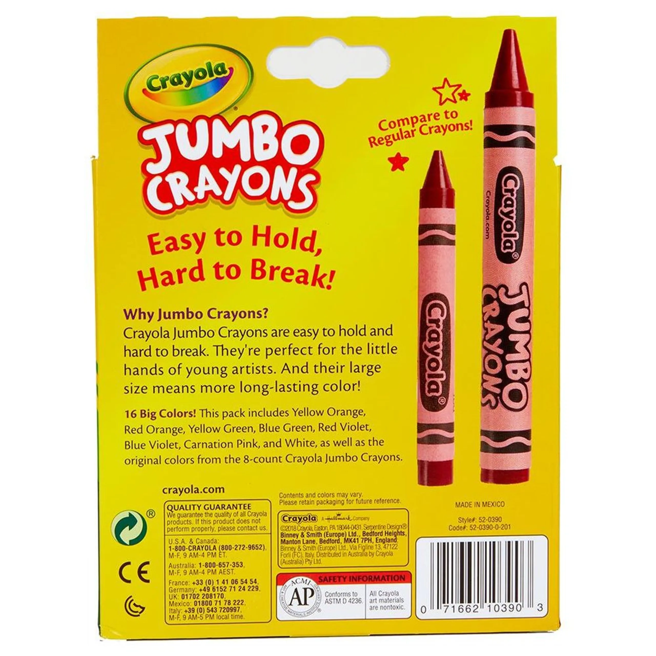 Ultra-Clean Washable Large Crayons - 16 Ct
