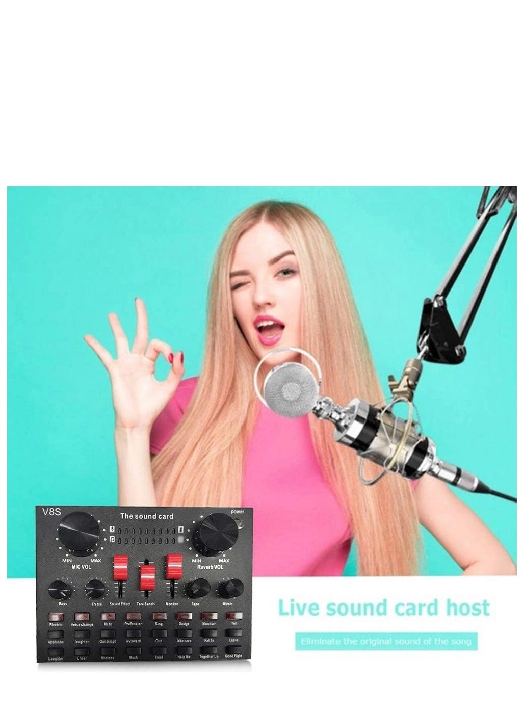 V8S Live Streaming Sound Wireless Microphone