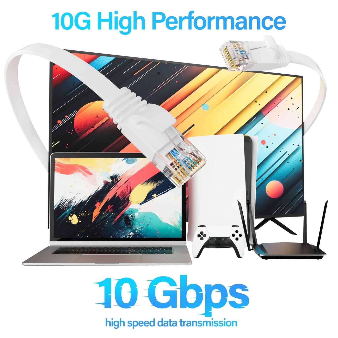 Cat 6 Flat Ethernet Cable - 100 FT