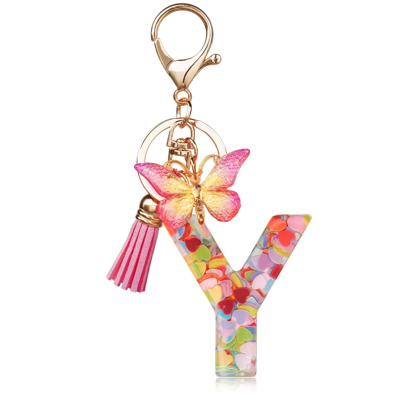 Initial Letter Keychain - Butterfly