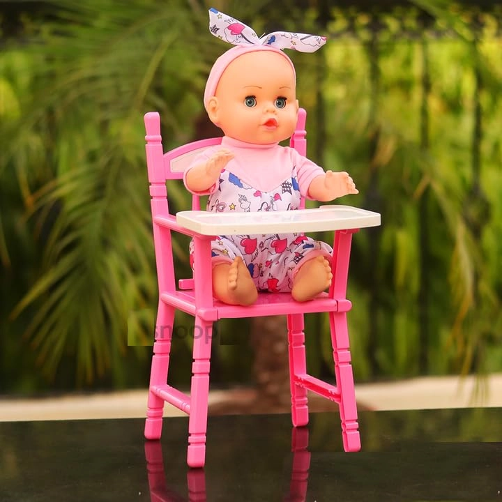 Interactive Baby Doll - 3 in 1 Multicolor + High Chair Cot + Stroller Character Playset