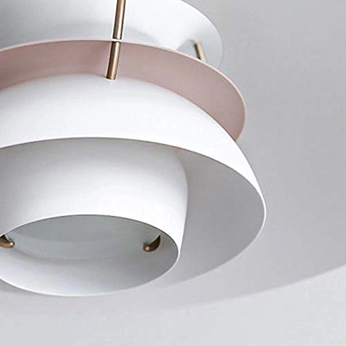 Multilayer Single Head Chandelier - 30cm Pink Aluminum