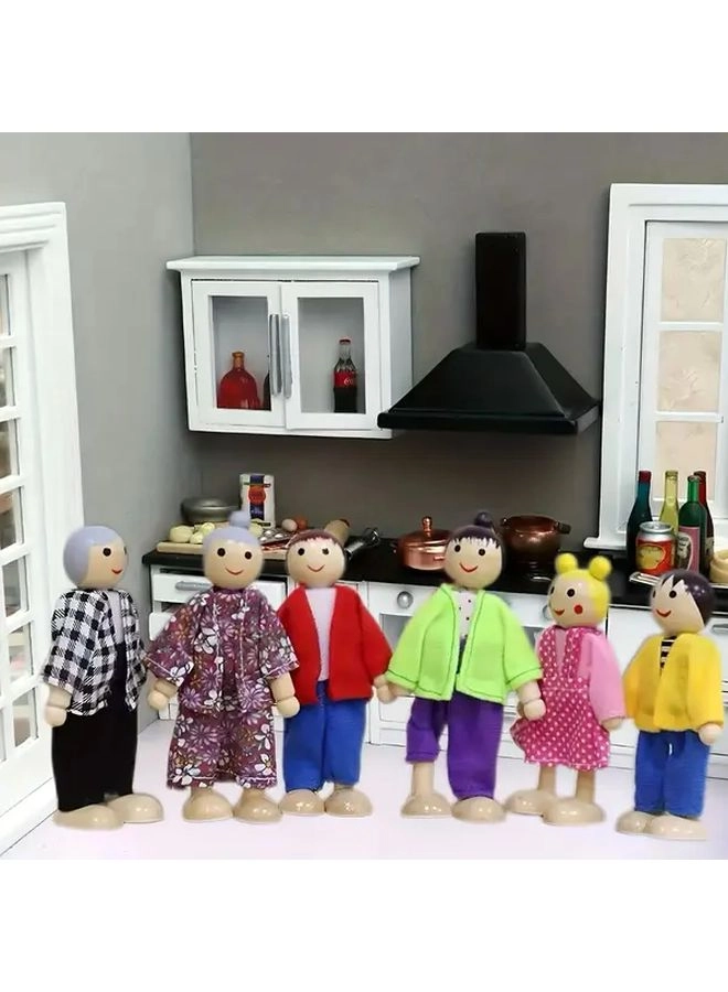 Generic Dollhouse Family Figurines - 6-Piece Articulated Mixed Pastel Colors Ages 14+