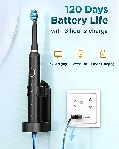 Electric Toothbrush - 8 Brush Heads 5 Modes 2 Minute Timer