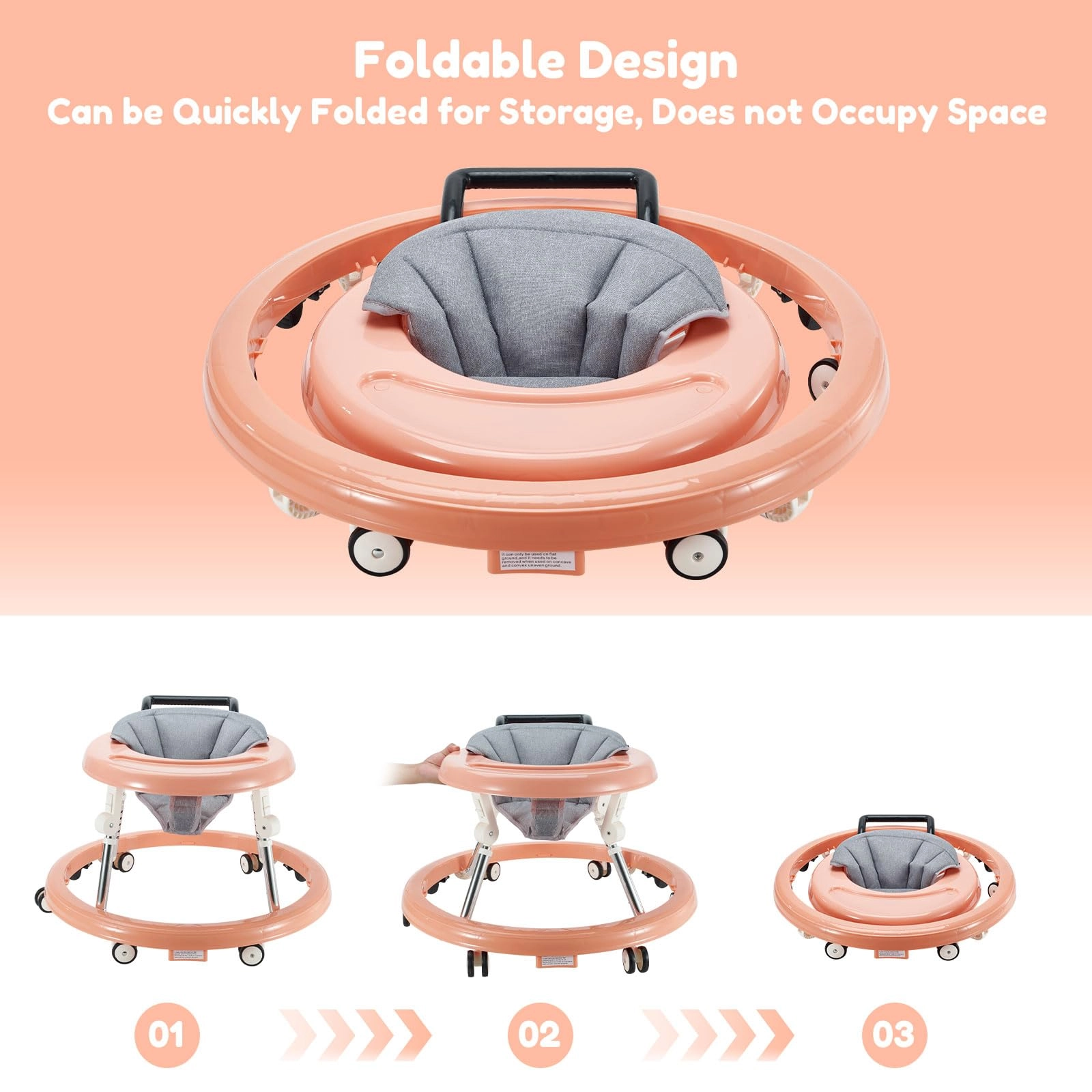 Baby Walker - Foldable 5-Position Height Adjustable